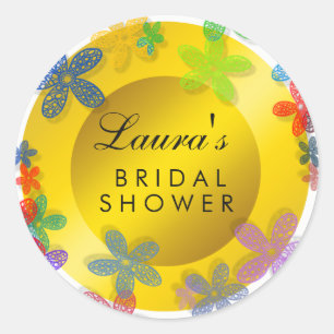 Sticker Rond Fête des mariées Florale Aquarelle rose violet