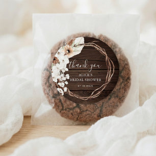 Sticker Rond Fête des mariées Florale Boho Bois rustique