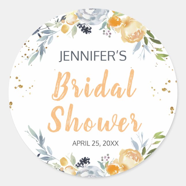 Sticker Rond Fête des mariées florale Boho Chic Peach (Devant)