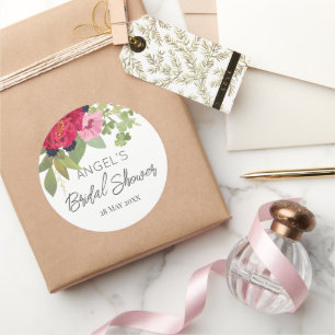 Sticker Rond Fête des mariées florale brillante et colorée