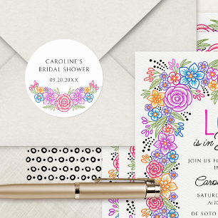 Sticker Rond Fête des mariées florale de Fiesta