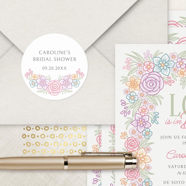 Sticker Rond Fête des mariées florale fleur sauvage (Créateur téléchargé)