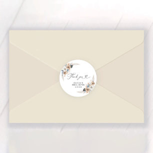 Sticker Rond Fête des mariées Florale Ivory Et Blue Boho