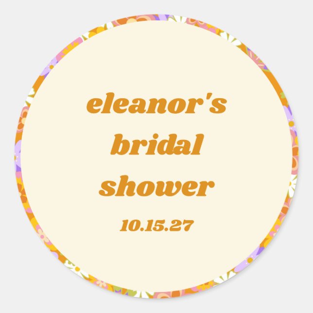 Sticker Rond Fête des mariées Florale orange rétro (Devant)