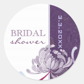 Sticker Rond Fête des mariées florale pourpre