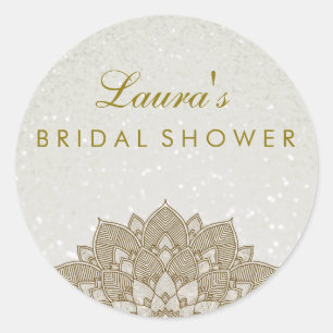 Sticker Rond Fête des mariées Mandala Lotus Flower Pearl