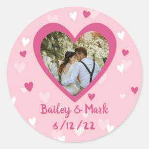 Sticker Rond Fête des mariées mariage Favoriser les Coeurs Phot