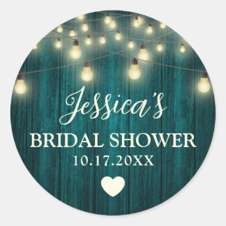 Sticker Rond Fête des mariées Mariage turquoise Rustique