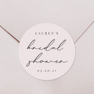 Sticker Rond Fête des mariées minimaliste moderne noire et rose