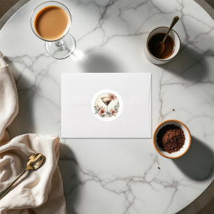 Sticker Rond Fête des mariées Mocha Mousse "L'amour est en trai