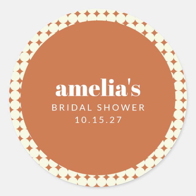Sticker Rond Fête des mariées moderne chic en terre cuite point (Devant)