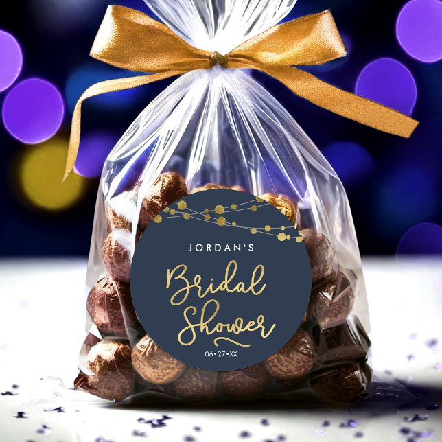 Sticker Rond Fête des mariées moderne des cordes bleues (Créateur téléchargé)