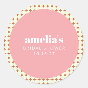 Sticker Rond Fête des mariées moderne en terre cuite rose point