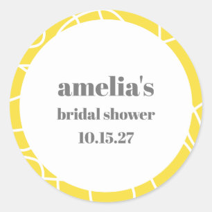 Sticker Rond Fête des mariées personnalisée Gras Jaune Abstrait