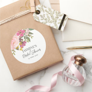 Sticker Rond Fête des mariées printanière du jardin fleuri rose