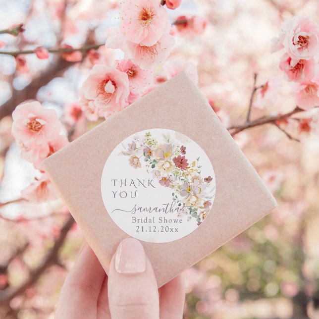 Sticker Rond Fête des mariées Ressort Fleur sauvage d'aquarelle (Créateur téléchargé)