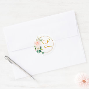 Sticker Rond Fête des mariées Rose Et Or Arrière-Plan Photo Boo