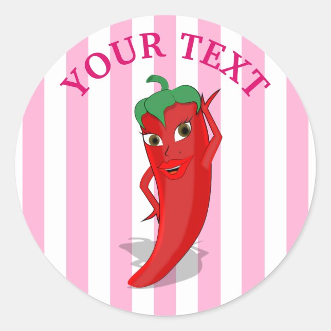 Sticker Rond Fête des mariées Rose Fiesta Avec Rouge Hot Pepper (Devant)