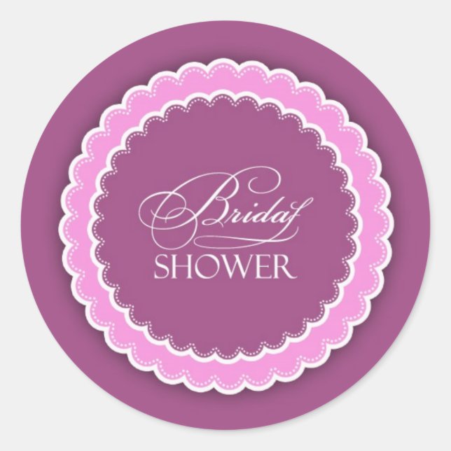 Sticker Rond Fête des mariées rose violet Polka (Devant)