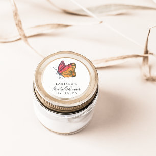 Sticker Rond Fête des mariées rouge papillon aquarelle