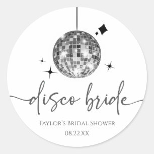 Sticker Rond Fête des mariées Silver Disco Ball Disco Bride