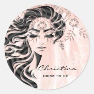 Sticker Rond Fête des mariées Sweet 16t Lash Maquillage Princes