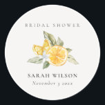 Sticker Rond Fête des mariées végétale minimale de saumons citr<br><div class="desc">Si vous avez besoin d'une personnalisation supplémentaire,  n'hésitez pas à m'envoyer un message sur yellowfebstudio@gmail.com .</div>