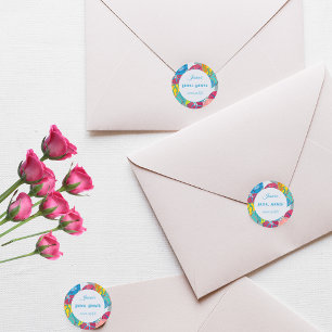 Sticker Rond Fête des mariées Vintage Art déco florale colorée