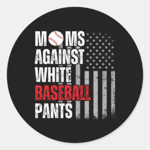 Sticker Rond Fête des mères contre le baseball blanc Pantalons