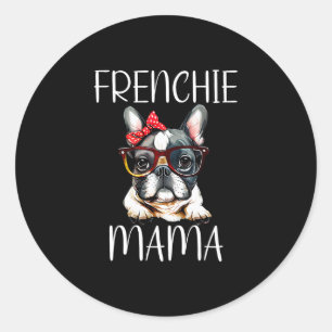 Sticker Rond Fête des mères de chien d'aquarelle de Bulldog Fre