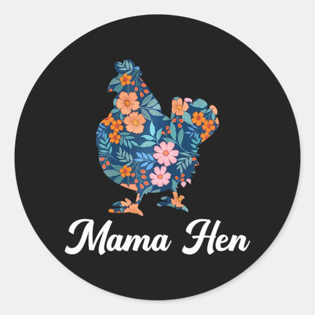 Sticker Rond Fête des mères de Mama Hen Fête du poulet de la fe (Devant)