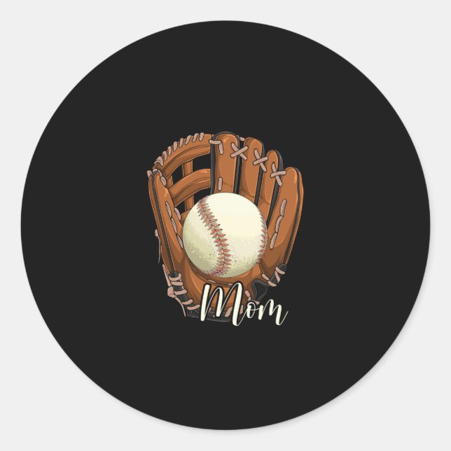 Sticker Rond Fête des mères de maman de baseball softball (Devant)