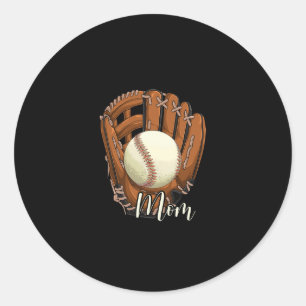 Sticker Rond Fête des mères de maman de baseball softball