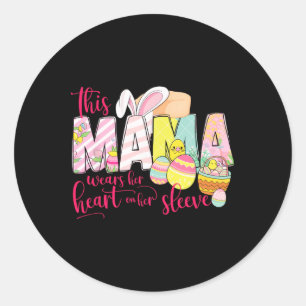 Sticker Rond Fête des Mères de Pâques Mama Bunny Floral Printem