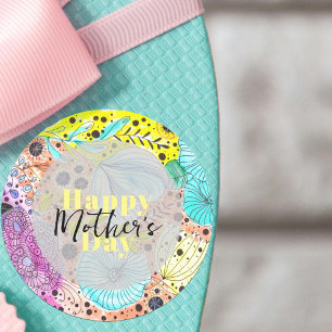 Sticker Rond Fête des mères florales dessinée à la main