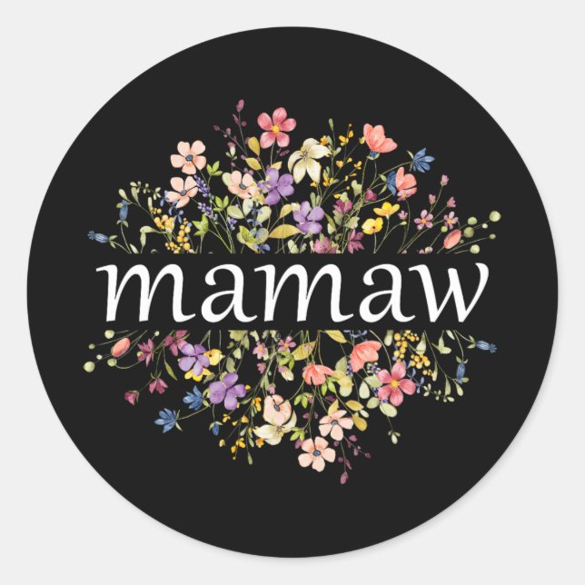 Sticker Rond Fête des mères pour maman Fleur sauvage Floral Fem (Devant)