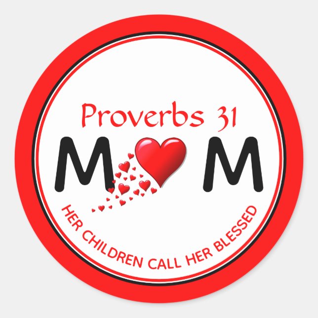 Sticker Rond Fête des mères PROVERBS 31 Red Christian (Devant)