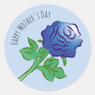 Sticker Rond Fête des Mères Rose Bleue