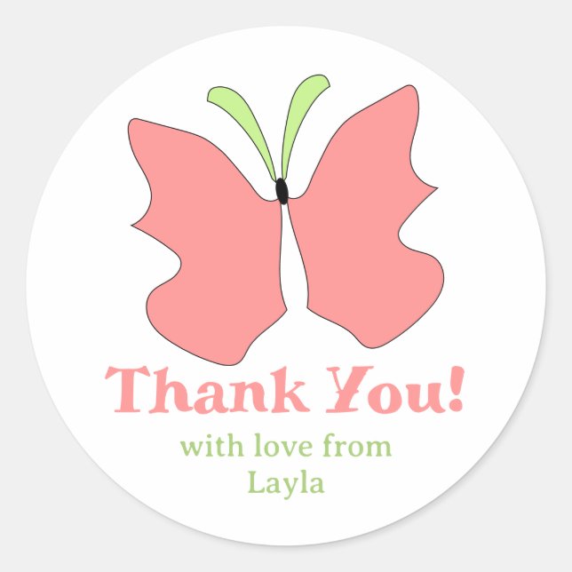 Sticker Rond Fête des papillons Merci (Devant)