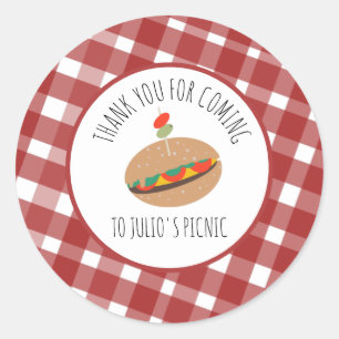 Sticker Rond Fête des pères BBQ Pique-nique Événement Sandwich