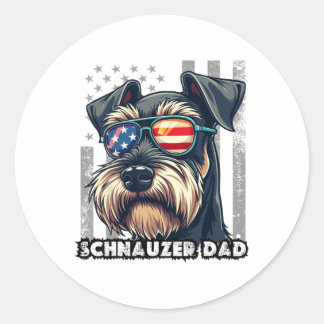 Sticker Rond Fête des pères de chien de père de mini-Schnauzer 