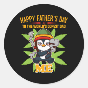 Sticker Rond Fête des pères De Dopest Papa Du Monde Thc Cbd Gra