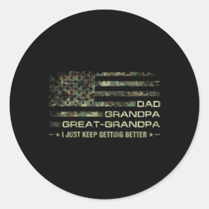 Sticker Rond Fête des pères du drapeau camouflage américain Gra