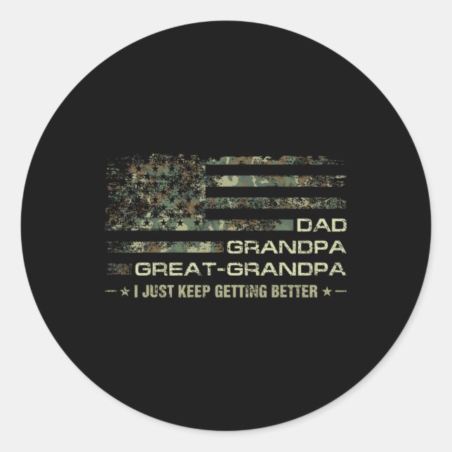 Sticker Rond Fête des pères du drapeau camouflage américain Gra (Devant)