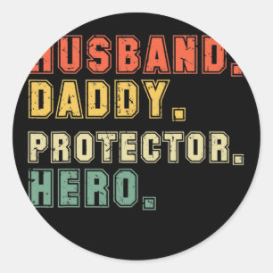Sticker Rond Fête des pères du héros du mari Daddy Protector