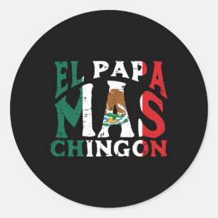 Sticker Rond Fête des pères El Papa Mas Chingon Funny Mexicain 