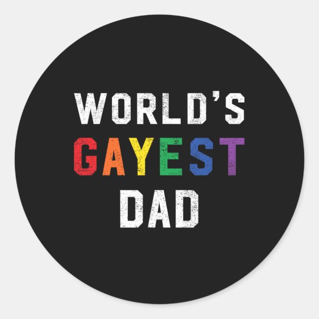 Sticker Rond Fête des pères Lgbt Gay pride Gayest Dad migte (Devant)