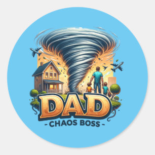 Sticker Rond Fête des pères Papa Chaos Boss