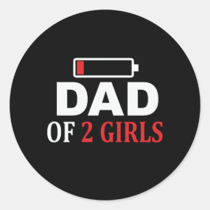 Sticker Rond Fête des pères Papa De 2 Filles