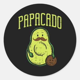 Sticker Rond Fête des pères Papacado Papa Avocado Funny Vegan G